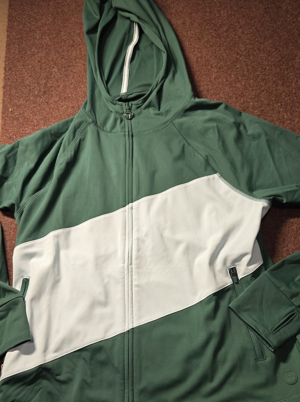 Talbots Performance Heritage Green & White Diagonal-striped Interlock Jacket L
